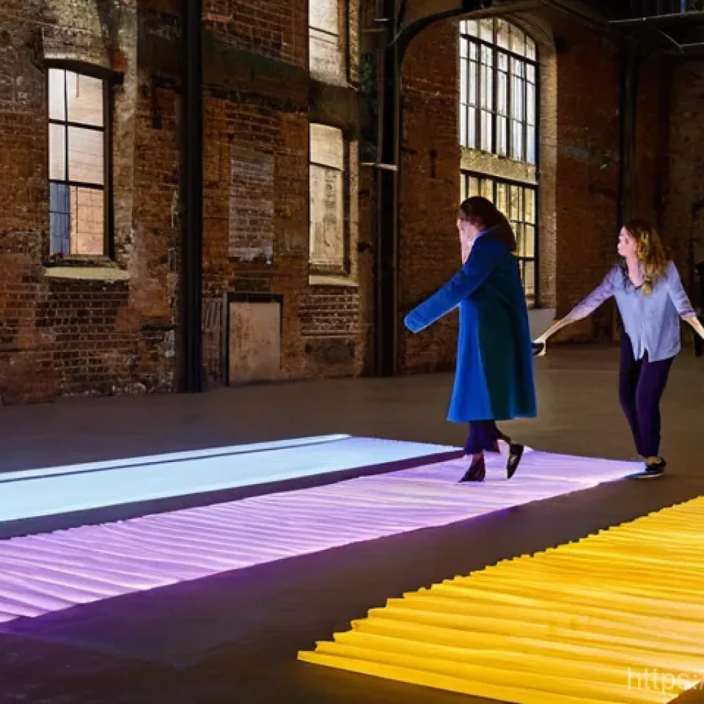 설치 예술 공간에서의 이벤트 기획 노하우 - **Prompt 1: Immersive light art event in a refurbished industrial space.**
A group of stylish, d...