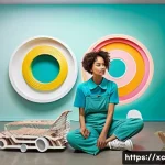 Home 12 설치 예술을 위한 공간 리모델링 팁 - **Prompt:** "A brightly lit, modern art installation featuring a remodeled space with bold color pal...