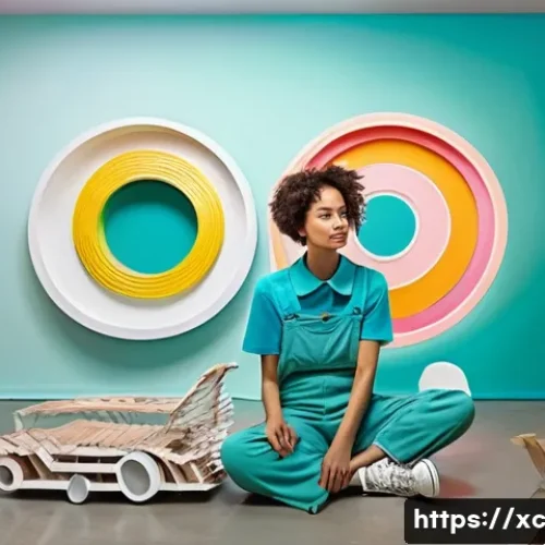 Home 24 설치 예술을 위한 공간 리모델링 팁 - **Prompt:** "A brightly lit, modern art installation featuring a remodeled space with bold color pal...