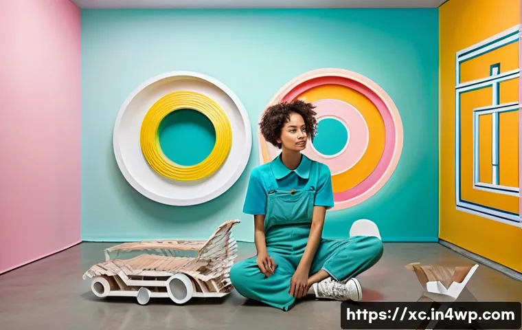 설치 예술을 위한 공간 리모델링 팁 - **Prompt:** "A brightly lit, modern art installation featuring a remodeled space with bold color pal...