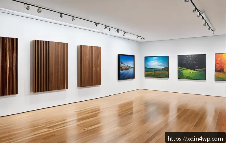 설치 예술 공간의 운영 비용 예측하기 - A modern art installation space interior showing customized lighting fixtures, acoustic panels on th...