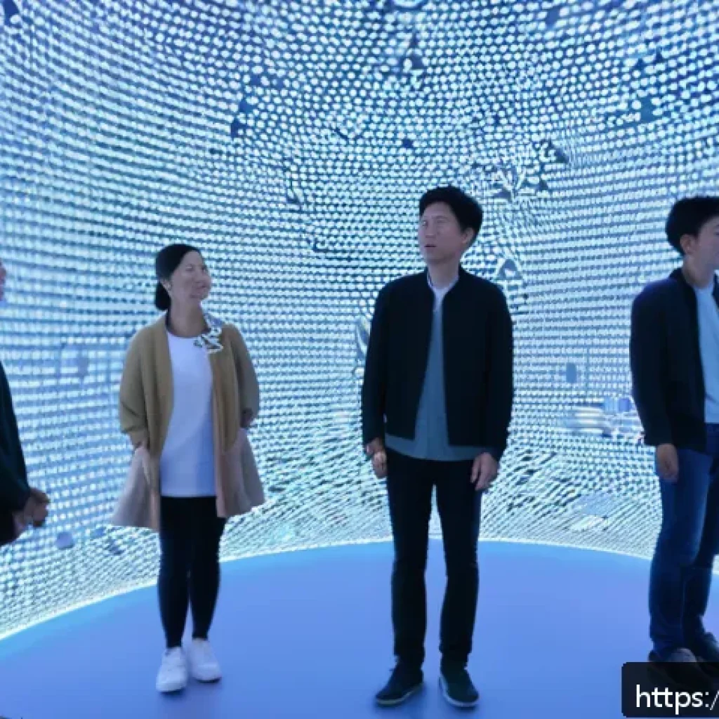 관객의 변화하는 기대에 맞춘 설치 예술 공간의 진화 - An immersive interactive art installation in a spacious modern gallery, featuring motion sensors and...