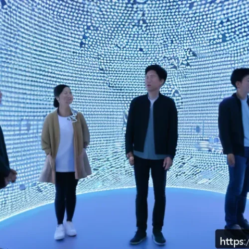 Home 15 관객의 변화하는 기대에 맞춘 설치 예술 공간의 진화 - An immersive interactive art installation in a spacious modern gallery, featuring motion sensors and...